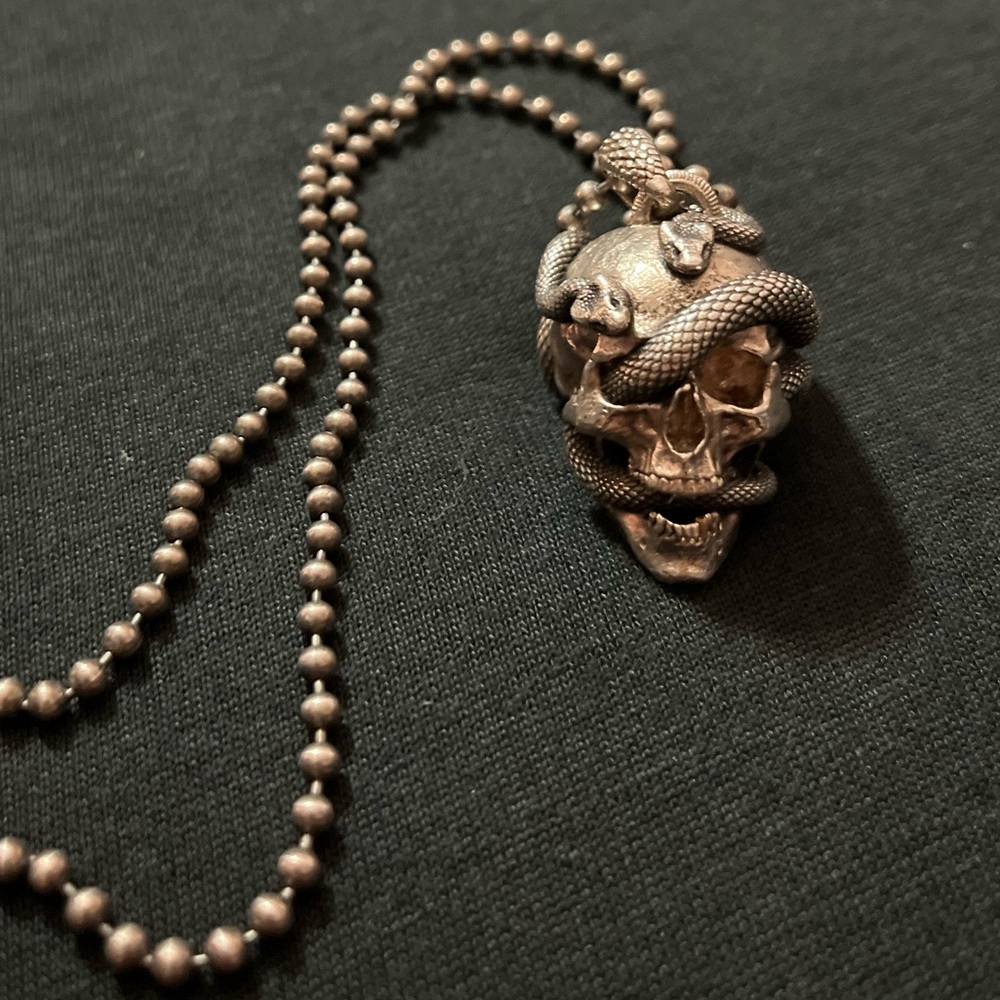 Coppertist Wu Skull & Snake Pendant S925 Sterling Silver